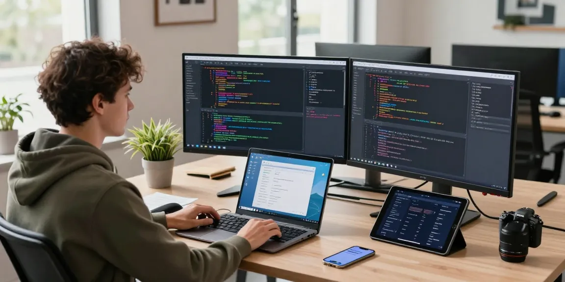 Engaged developer coding on Telegram Download app in a modern workspace.